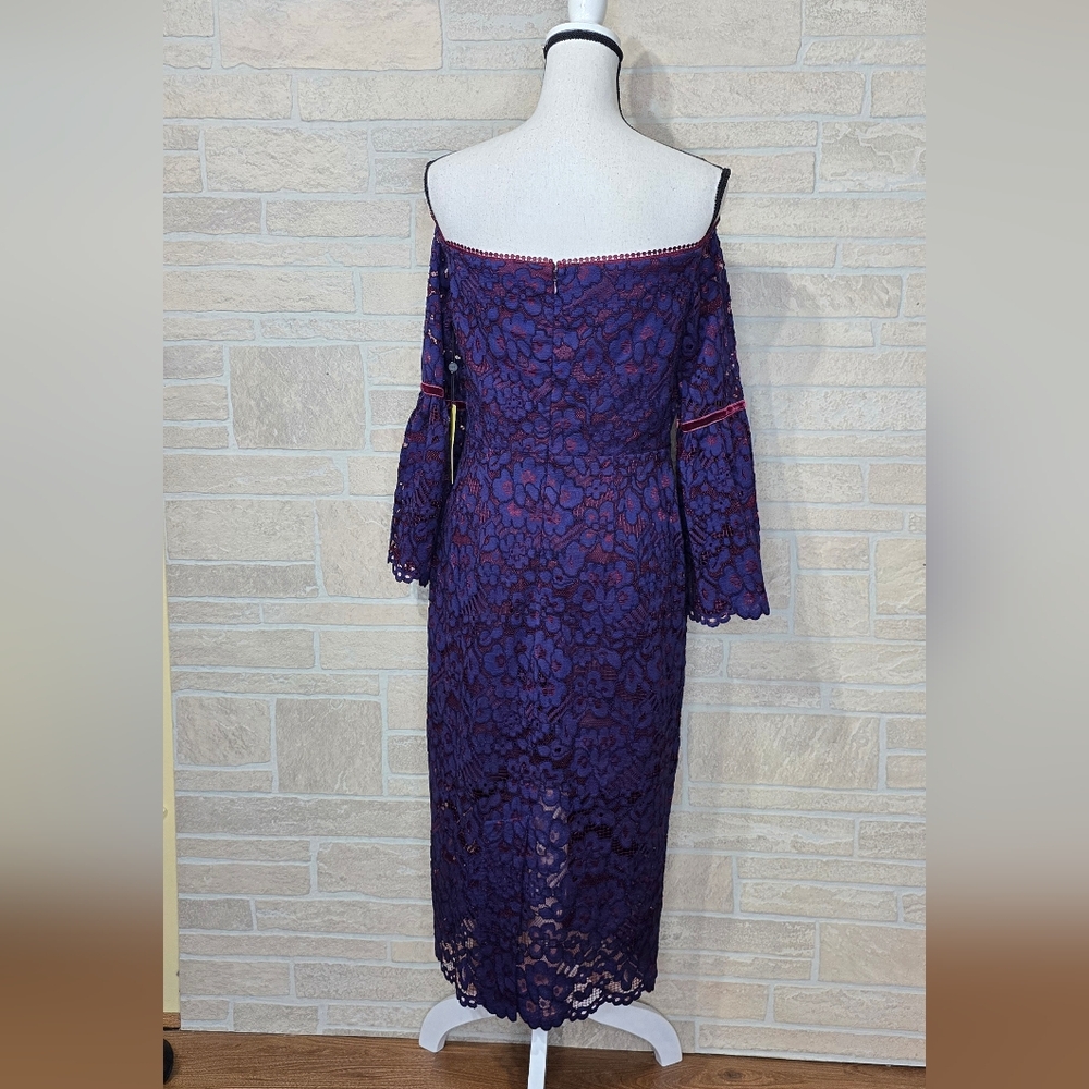 NWT ALEXIS BELIN NEIMAN MARCUS EXCLUSIVE Lace Overlay Bell Sleeve Halter - Picture 8 of 10